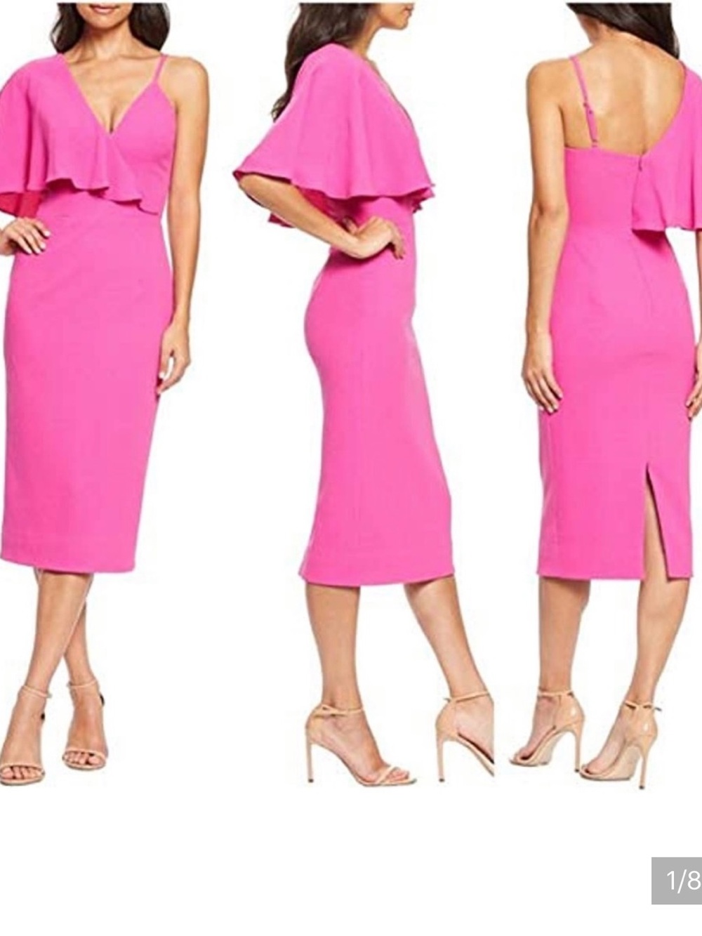Dress the Population Beth ruffle sheath pink M